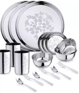 Silver 18 Pieces Stainless Steel Dinner Set, For Serving Food