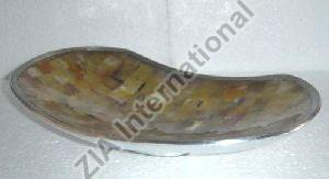 Multicolor Polished Aluminum Oval Bowl, For Decoration, Serving Food, Size : 40X30X8 CM