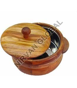 300-500gm Polished Brown Wooden Casserole, For Food Storage, Feature : Waterproof, Washable, Long Life
