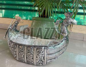 German Silver Peacock Bowl For Used To Keep Fruits