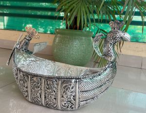 German Silver Peacock Bowl