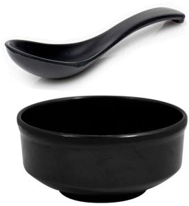 Polished Melamine Soup Bowl Set, Color : Black for Restaurant, Hotels