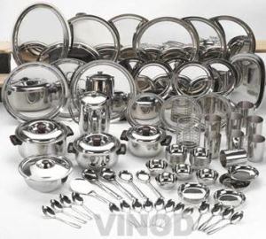 Plain Stainless Steel Dinner Set, Color : Red