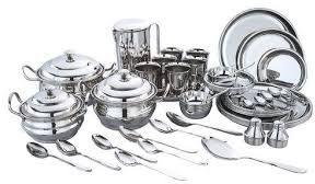Stainless Steel Dinner Set, For Home Use, Hotels, Restaurant, Feature : Durable, Dust Proof, Fine Finished