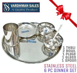 Stainless Steel Dinner Set, Color : Silver