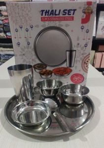Plain Stainless Steel Dinner Set, Color : Silver