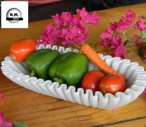 White Marble Oval Handmade Bowl
